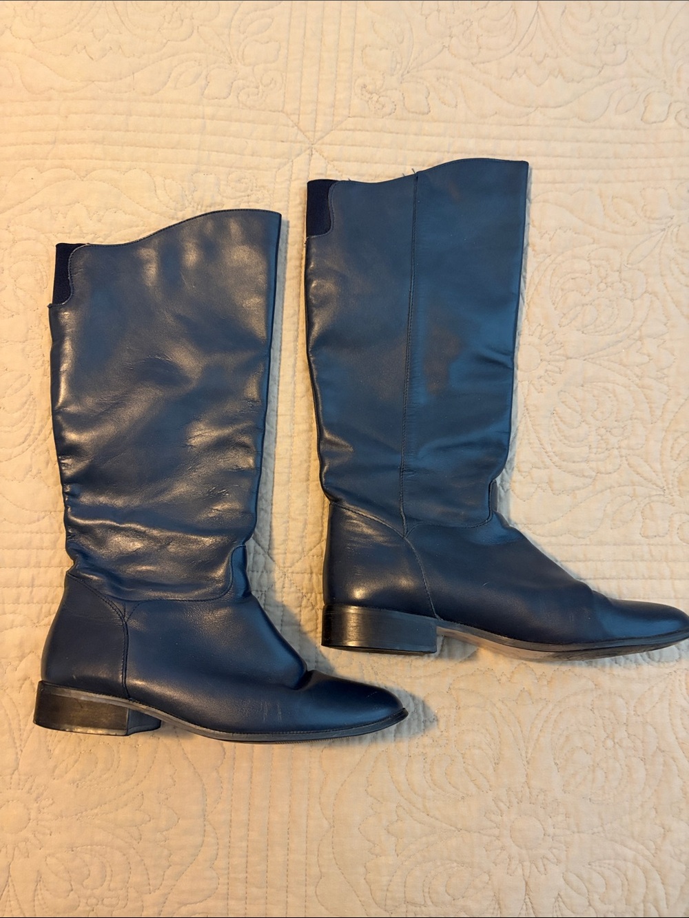 Classic Tall Navy Leather Women's Riding Boots